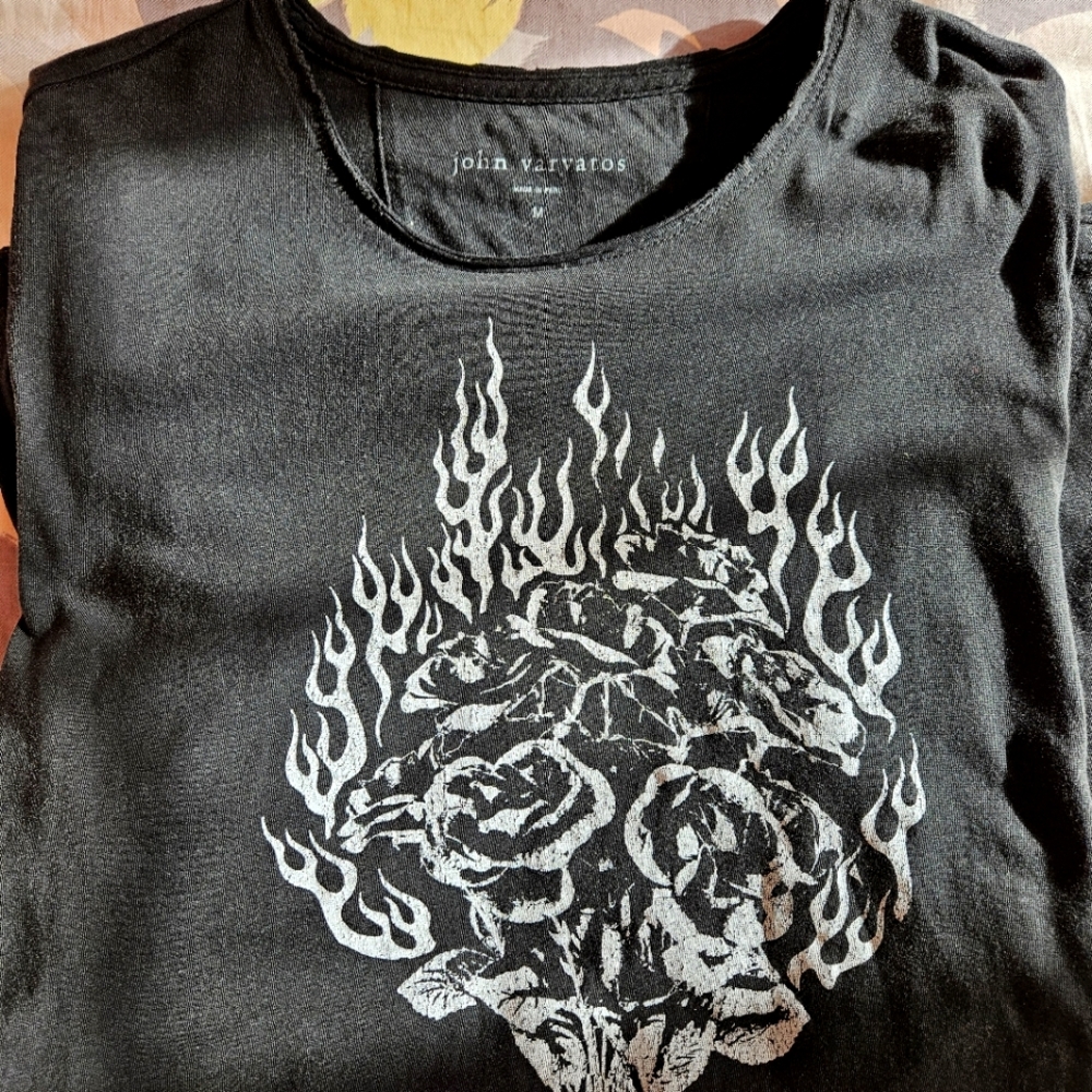 John varvatos Floral flame tee shirt.  Size medium